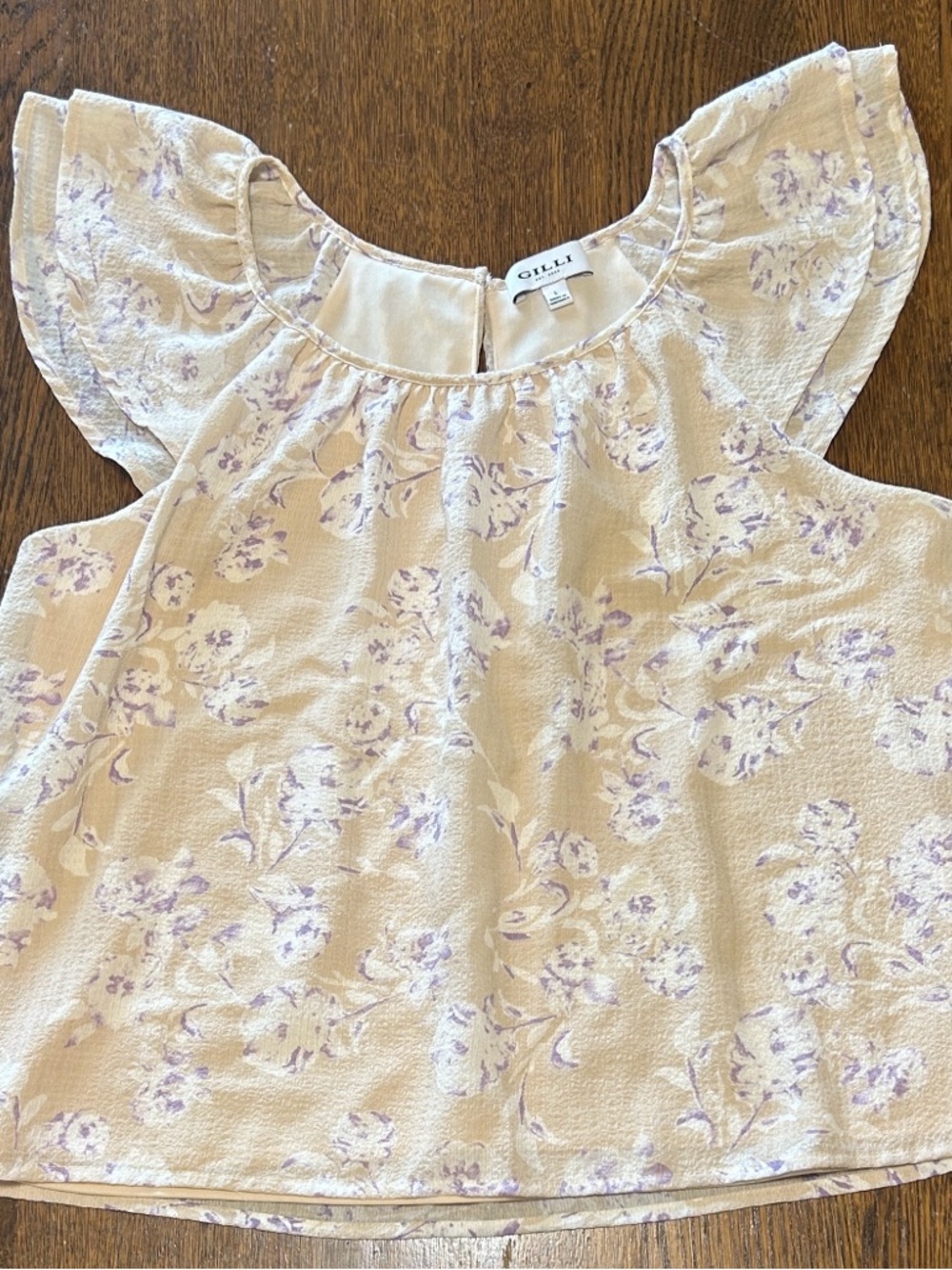 Gilli Cream Blouse with Lavender Floral Print